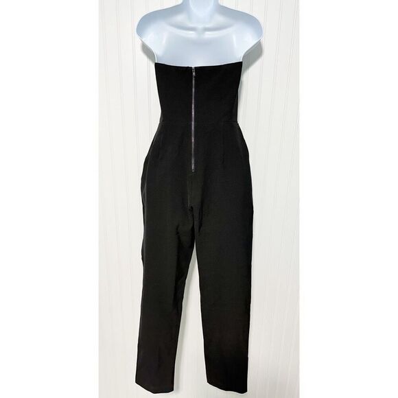 Adelyn Rae Women's Strapless Sweetheart Neckline Slim Leg Jumpsuit Black Medium - Picture 12 of 14